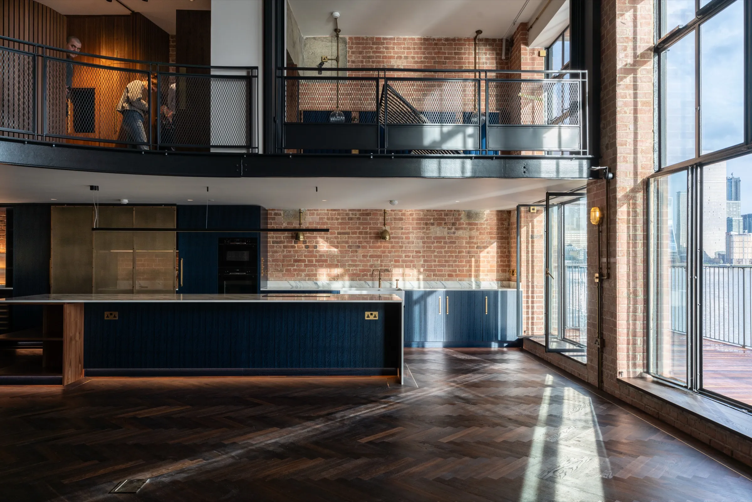 Living area at Limehouse Retreat with views over the River Thames